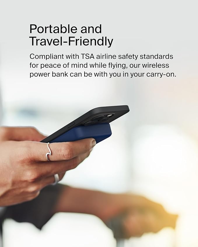 Belkin Portable Charger, Wireless Power Bank 15W 10000 mAh w/ Qi2, MagSafe Charger + Built-in Pop-up Kickstand - Compatible w/iPhone 16, 15, 14, Plus, Pro, Max, Google Pixel 10, etc. - Blue