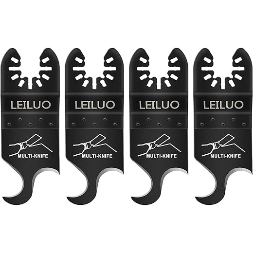 LEILUO 4 Pcs Oscillating Multi Tool Hook Knife Blades for Cutting Carpet Roofing Shingles Cardboard Soft Materials Includes Storage Bag Compatible with DeWalt Makita Ryobi Milwaukee and More