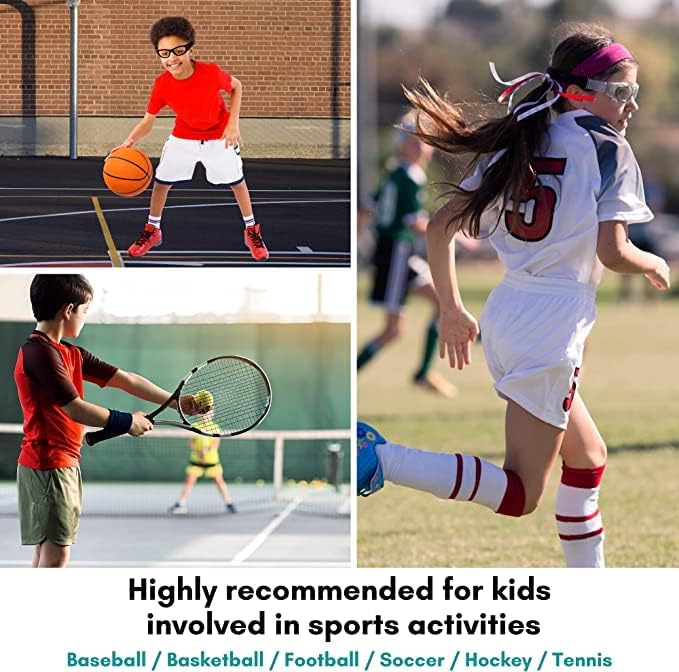 BLUE CUT Safety Basketball Goggles For Kids for Outdoor Sports Activities Anti Fog Replaceable to Prescription Lenses