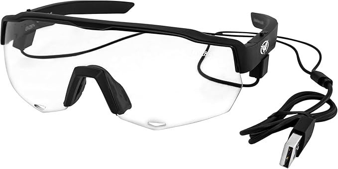 Global Vision Jam 1 Black Cycling Glasses w/Clear Lenses, Wireless Bluetooth Safety Glasses ANSI Z87.1 Certified – Shatterproof UV400 Protection, Hands-Free Calls & Music, Includes Hard Case