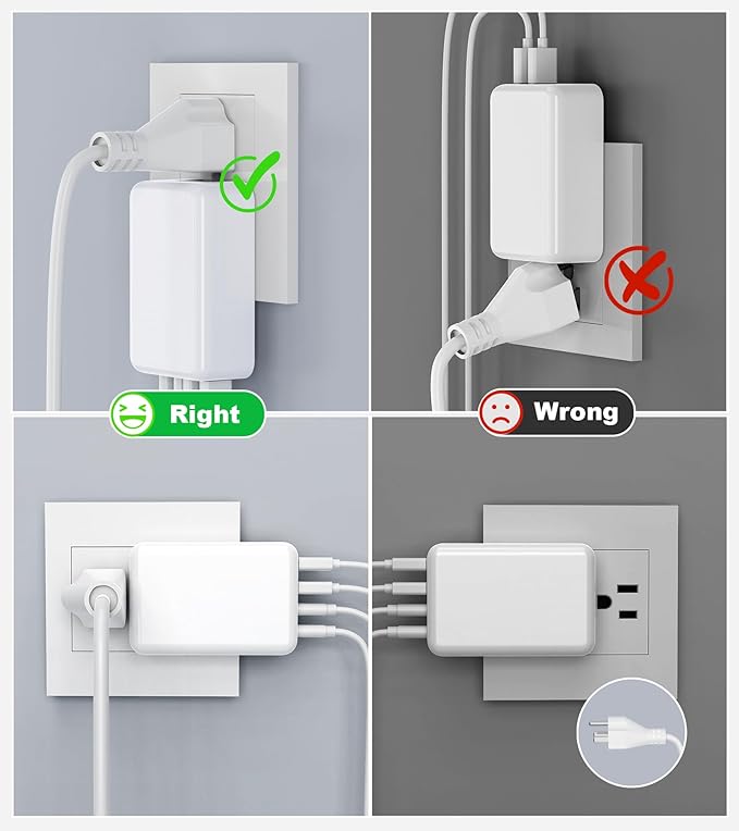 2Pack Flat USB C Wall Charger,40W 4Ports Foldable & Slim Fast Charging Block,Type C Cube Box Multiport Power Adapter Plug Brick Compatible with iPhone 16/15/14,Samsung,Pixel, AirPods4,Watch10