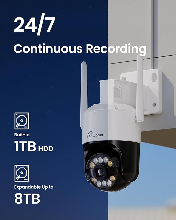 4K Wireless Security Camera System Wi-Fi 6, Color Night Vision, 355° Pan 95° Tilt, Light & Siren Alarm, Human Vehicle Detection, Two-Way Audio for Indoor Outdoor, 8CH NVR 1TB HDD Included