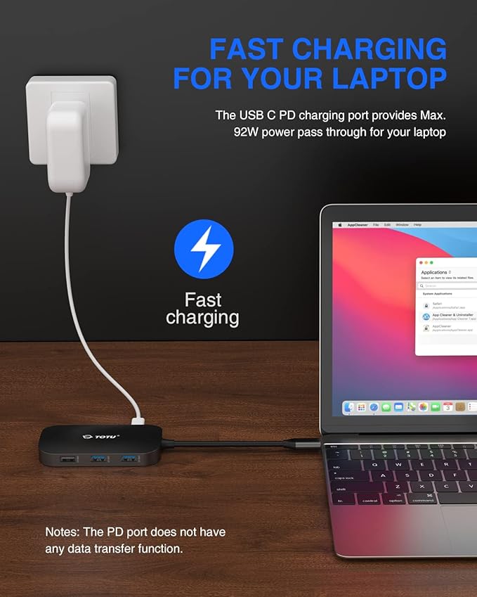 USB C Hub, 9-in-1 Type C Hub with 4K USB C to HDMI, Ethernet Port, USB-C Power Delivery (PD) Port, 2 USB 3.0 Ports, USB 2.0 Port, SD/TF Card Reader, Compatible with MacBook Pro Air and Type C Laptops