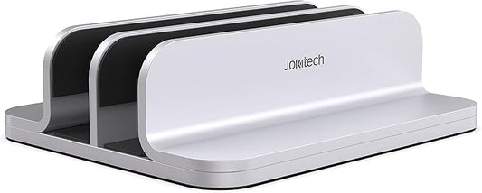 Double Aluminum Laptop Vertical Stand Organizer, Sturdy Notebook Computer Holder Stand Compatible with New Liquid Retina XDR Apple MacBook Air/Pro, Mac mini, Apple TV and iPad Pro - Silver