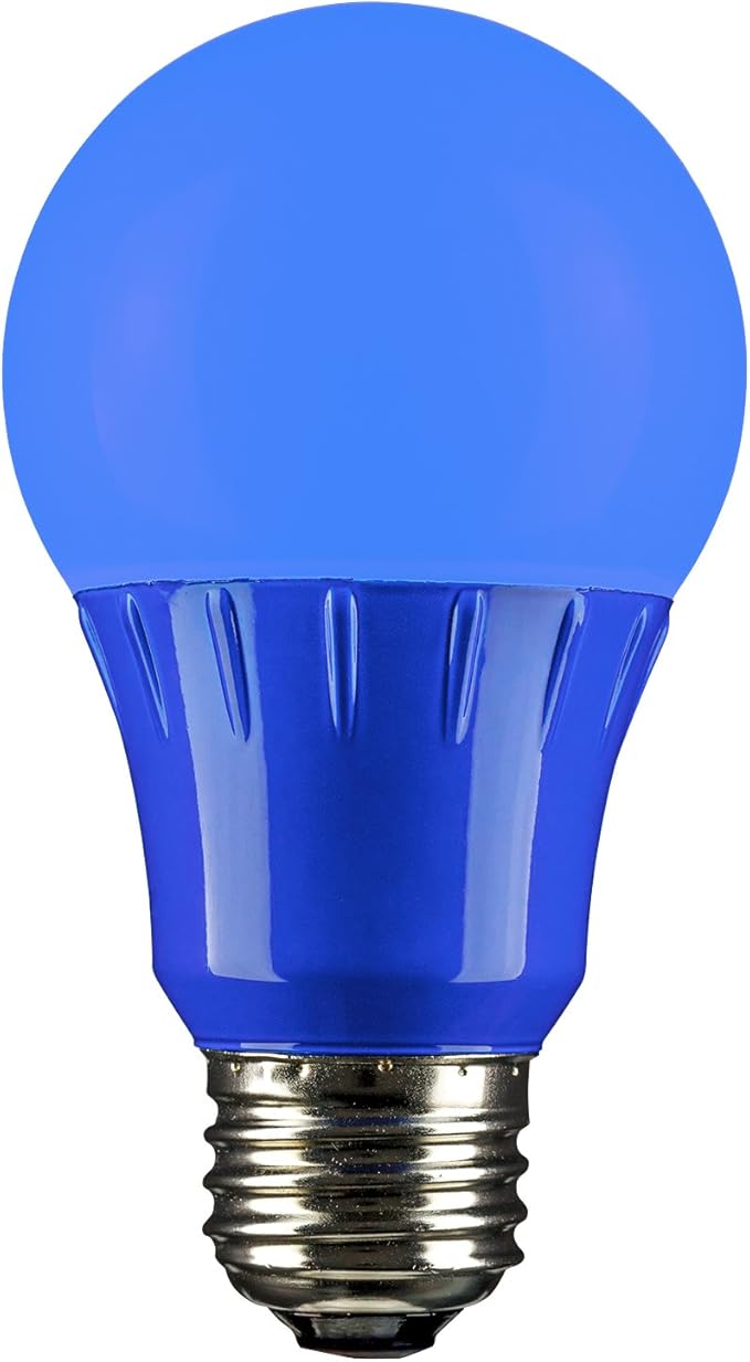 Sunlite 80145 A19 Colored Light Bulb 3 Watts (25w Equivalent), E26 Medium Base, Non-Dimmable, UL Listed, Party Decoration, Holiday Lighting, 1 Count, Blue