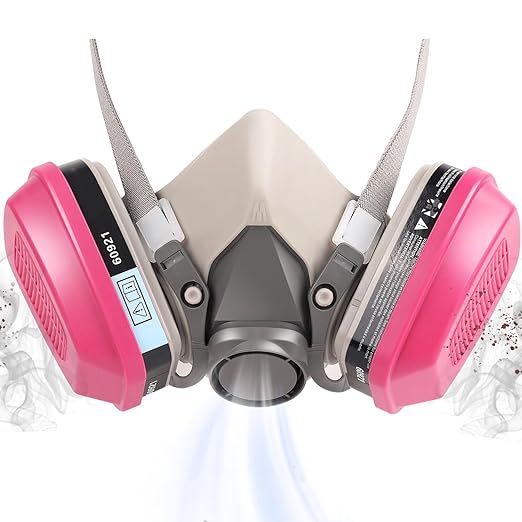 Respirator Mask with 60921 Filters - Reusable Half Face Cover Gas Mask Against Organic Vapors, Dust, Fumes Used for Woodworking, Painting, Chemical, Welding and Other Work Protection