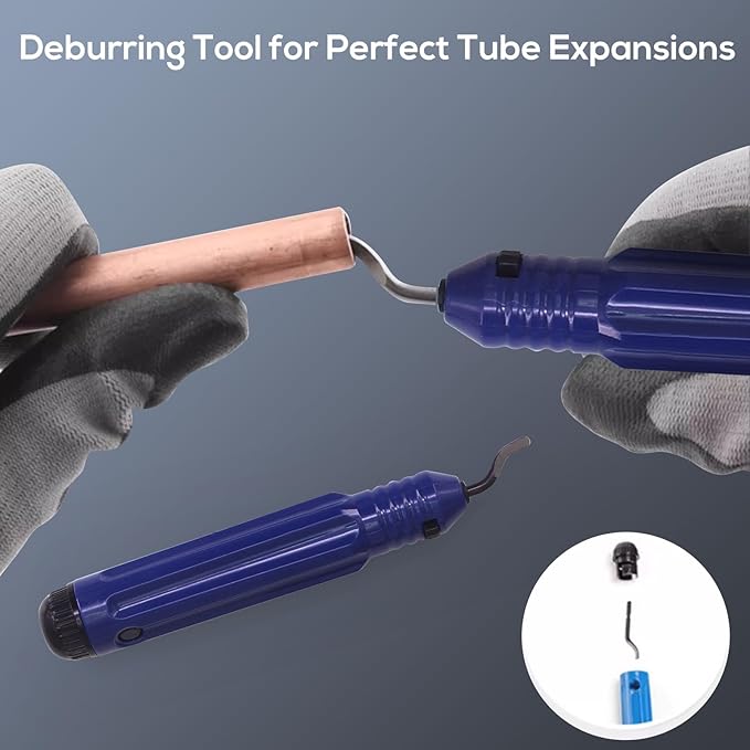 Accurate 3-IN-1 Tube Flaring Tool Kit, Eccentric Expander 45° Cone Tubing Flaring Tool, Include Cutter Deburring Tool, HVAC Refrigeration Tools for Copper/Soft Pipe Flaring 1/4-3/4 Inch O.D. Tubing