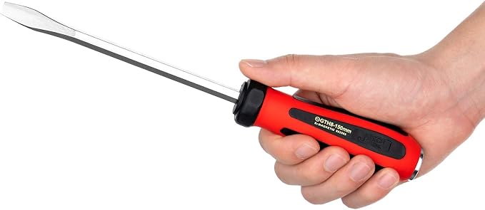 Jetech Striking Cap Go-Through Slotted Screwdriver, S2 Steel Flathead with Magnetic Tip, Ergonomic Soft Grip TPR Handle, 8x150mm