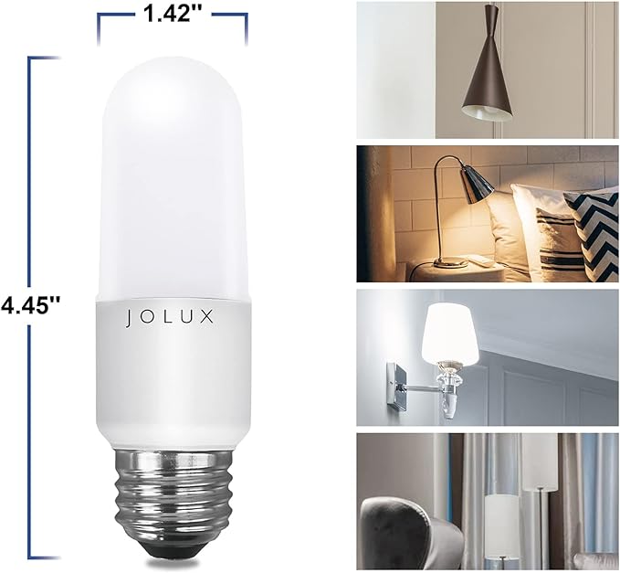 Jolux LED Stick Light Bulbs, Enclosed Fixture Rated, 60W Equivalent, 3000K Warm White,800 Lumen,Medium Screw Base E26 led Bulbs,Non-Dimmable,6 Count (Pack of 1)…