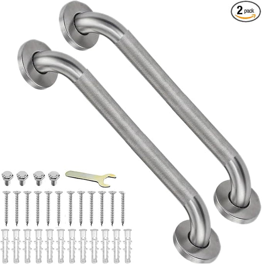 20'' Grab Bars for Bathtub and Shower 2 Pack, 1-1/4'' Diameter Shower Grab Bar for Elderly with Anti-Slip Textured Grip Stainless Steel Bath Handrails