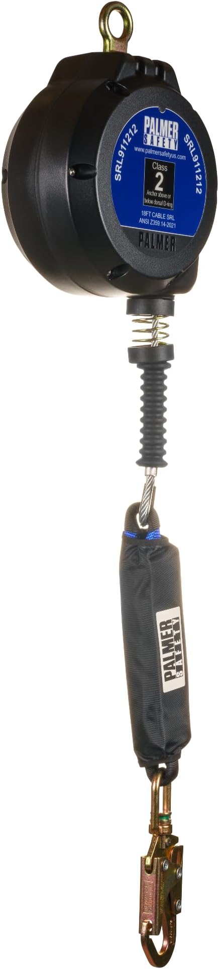 Palmer Safety SRL 18 FT. Leading Edge Self Retracting Lifeline I ANSI Z359.14-2021 Class 2 I SRL Device Swivel Top Galvanized Cable w/Small Steel Snap Hook I Fall Arrest Safety Yoyo