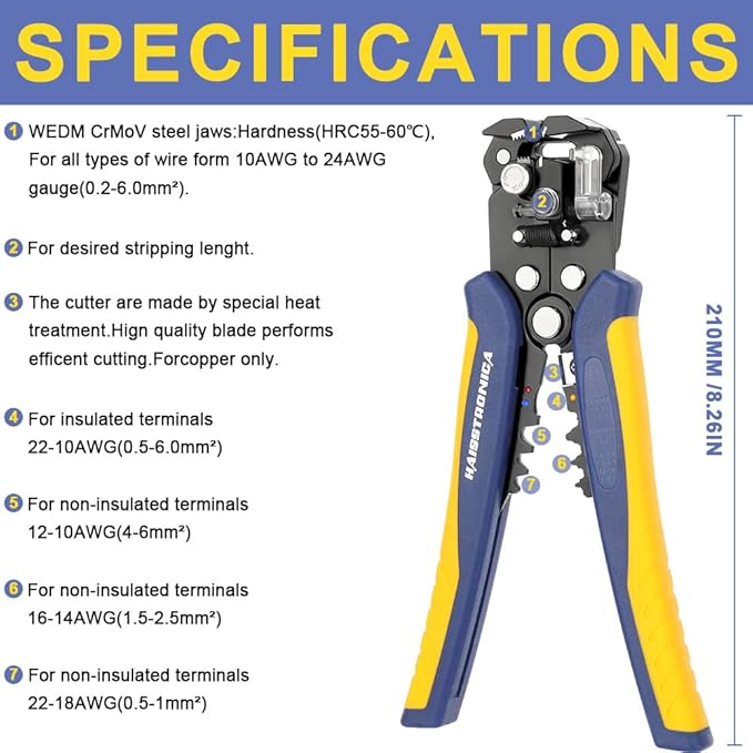 haisstronica Crimping Tool for Heat Shrink Connectors Set with 280PCS AWG 22-10 Marine Grade Heat Shrink Wire Connectors and Wire Stripper