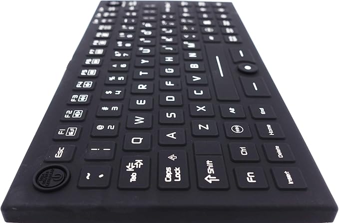 DSI Compact LED Backlit Keyboard with Integrated Mouse Button IP68 Waterproof Silicone IKB850BL