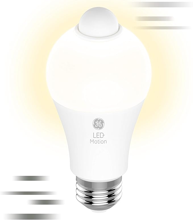 GE LED+ Motion Sensor LED Light Bulbs, 12W, Outdoor Security Lights, A21, Warm White (8 Pack)
