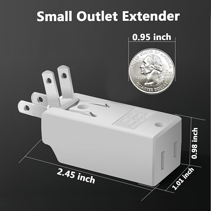 Multi Plug Outlet Extender,AC Flat Plug Adapter Outlet,Mini Indoor Wall Tap Plug, Electrical Wall Outlet Splitter,Fold-Able Wall Adapter for Cruise Ship Home Office and Travel (4Pack,White)