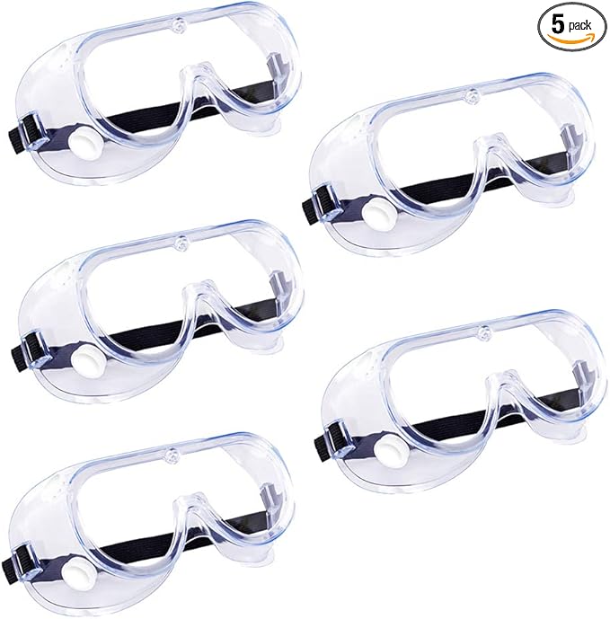YunTuo 5 Pack Safety Goggles, Protective Safety Glasses, Soft Crystal Clear Eye Protection - Perfect for Construction, Shooting, Industrial, and More