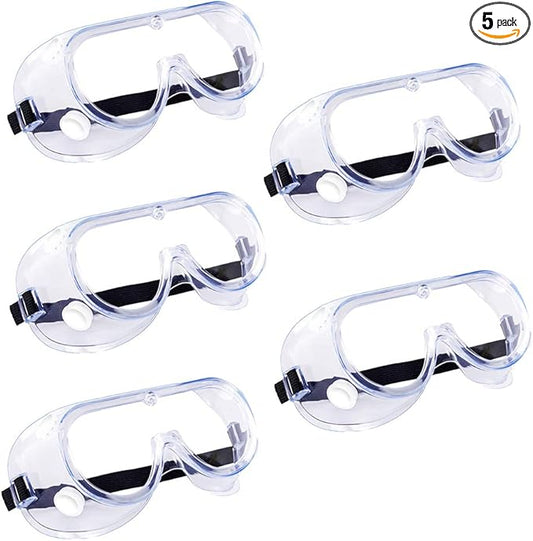 YunTuo 5 Pack Safety Goggles, Protective Safety Glasses, Soft Crystal Clear Eye Protection - Perfect for Construction, Shooting, Industrial, and More