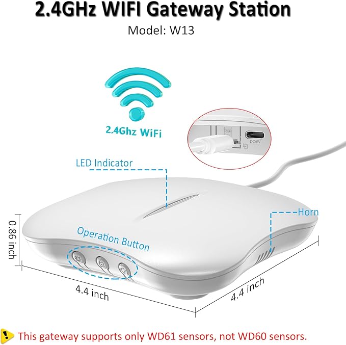 WiFi Water Leak Detector for Home with App Notification, 1 Gateway + 6 WD61 Sensor, 120dB Water Flood/Drip Alarm for Basement/Kitchen/Bathroom/Toilet/Laundry Room, Sink/Drain/Pipe/Faucet Leakage Alert