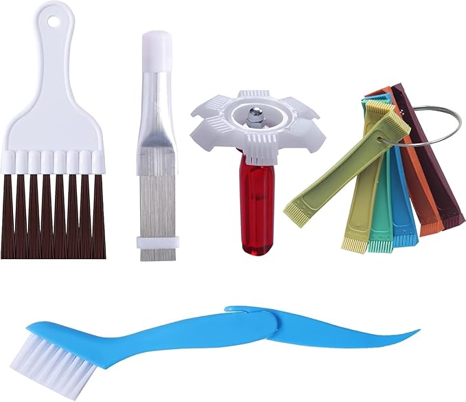 10PCS Air Conditioner Fin Comb Cleaner kit AC Coil Cleaning Brush 5 Different Fin Combs Condenser Fin Straightener AC Evaporator Comb Radiator Repair Clean Tool