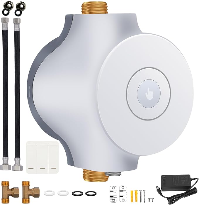 HBS24-12 Smart Instant Hot Water Recirculating Pump System – 3-Speed, Built-in Thermostat, 15-inch Hose, Compatible with Tanked and Tankless Water Heaters, Extremely Quiet