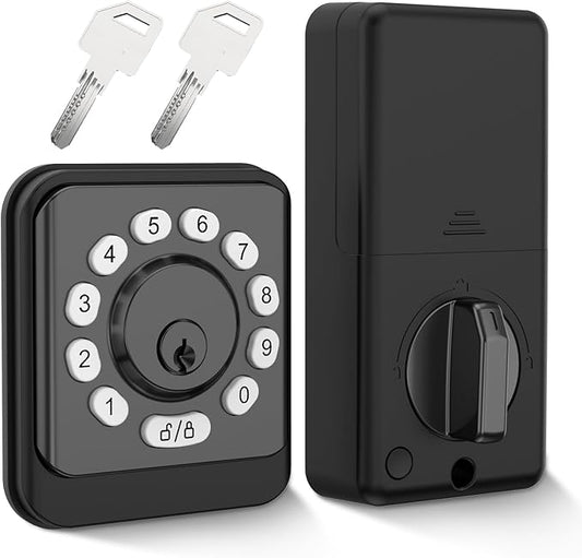 Electronic Deadbolt, Keyless Entry Door Lock with Keypad, Smart Lock for Front Door, Keypad Deadbolt with 2 Keys, Easy Installation