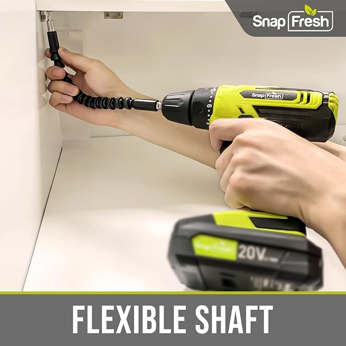 SnapFresh Cordless Drill, 20V Power Drill Set with 2 Variable Speed, 21+1 Torque Setting, Lightweight, LED, 43pcs Drill Bits, Impact Drill Set for Home, DIY (Battery & Charger Not Included)
