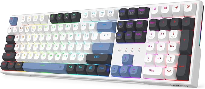 Redragon K668 Wired Gasket RGB Gaming Keyboard, 108 Keys Mechanical Keyboard w/Extra 4 Hotkeys, Upgraded Hot-swappable Socket, Sound Absorbing Foam, Mixed Color Keycaps, Custom Linear Switch
