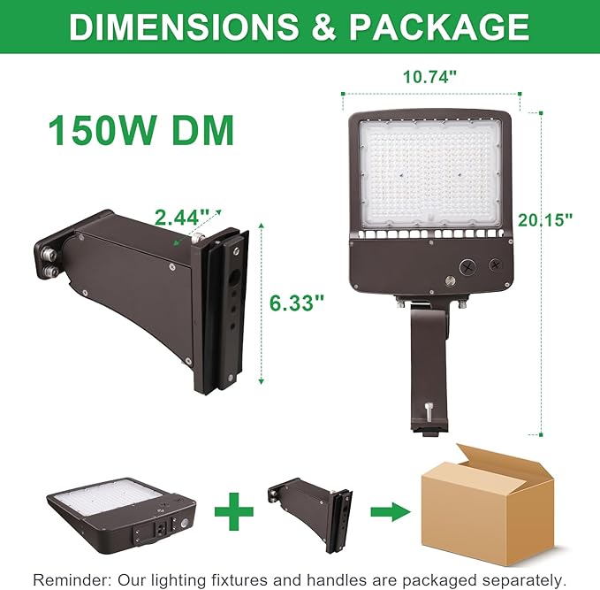 150W LED Parking Lot Light, 5700K 21000LM LED Shoebox Area Light [600W MH/HPS Equiv.], 0-10V Dimmable Outdoor Pole Flood Lights with Arm Mount, IP65 20KV Surge Protection AC100-277V UL&DLC Listed