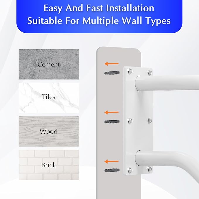 Hand Rails for Outdoor 1-2 Steps, Indoor Stairs, Bathroom, Wall Mount Non-Slip U-Shape Stair Hand Railing White 2 Pack