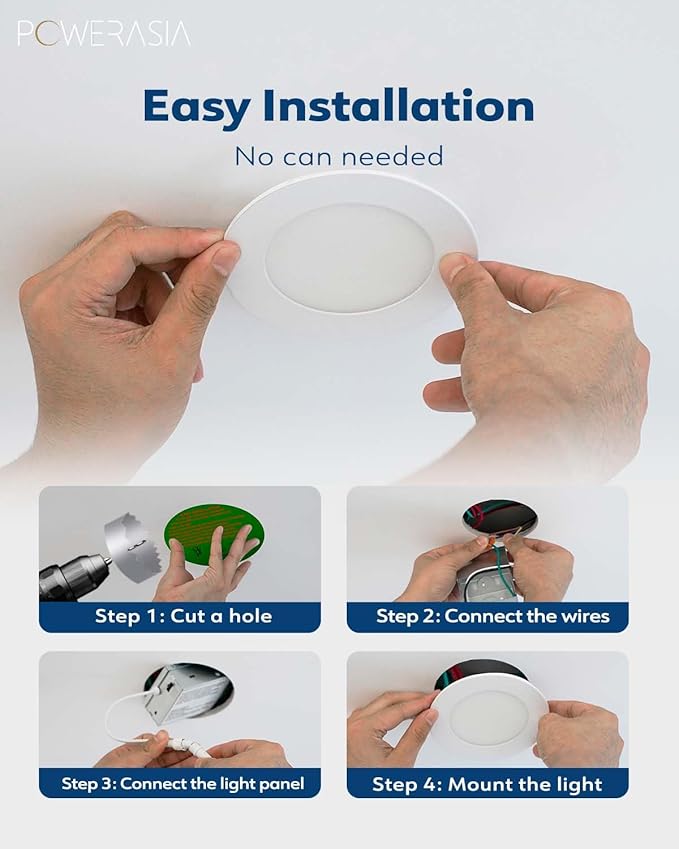 20 Pack 4 Inch LED Recessed Lighting with Junction Box, 5CCT 2700K/3000K/4000K/5000K/6000K Selectable, 9W 850lm Ultra-Thin Recessed Downlight-ETL and Energy Star Certified