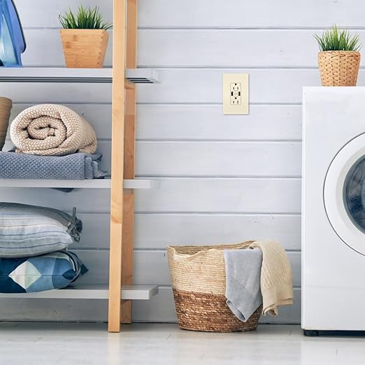 Legrand Radiant 1597TRUSBAALA 15 Amp GFCI Self Test Tamper Resistant Decorator Duplex Outlet with USB Type A, Light Almond (1 Count)