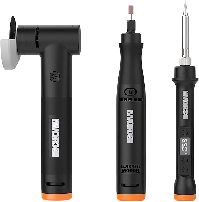 Crafting Tool Combo Kit - Rotary Tool, Angle Grinder, Soldering Iron for Sanding, Carving, Drilling, Engraving and Cutting, 20V Power Share Battery & 58-Piece Accessories Included