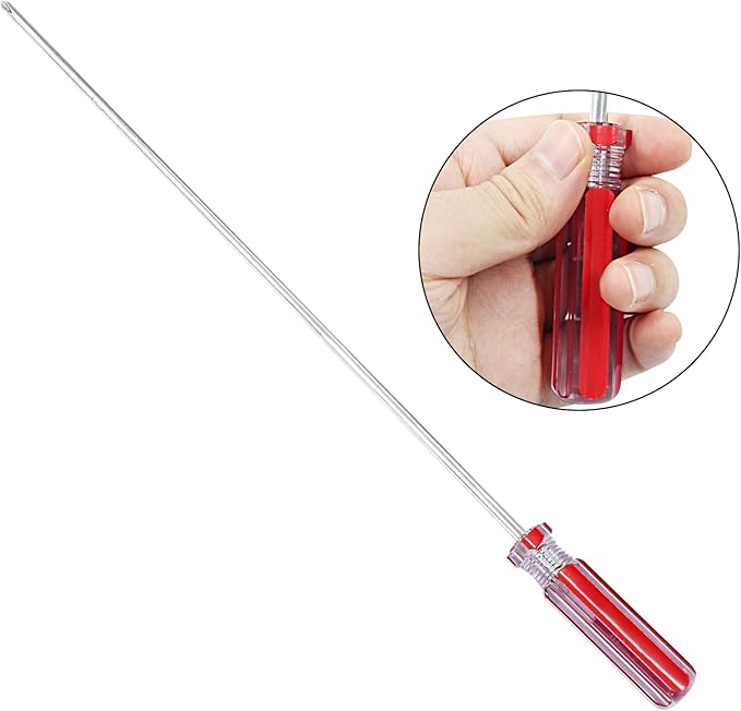 Piutouyar 8 Inch Phillips Screwdriver, Extra Long Shaft Cross Head Screwdriver #1 Magnetic Tip Screwdrivers Long Screwdriver for Repair Home Improvement, Red
