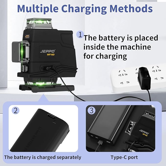 JEPPO Laser Level with Tripod,4D Green Laser Level 4x360 Self Leveling,16 Line Lazer Leveler Tool for Construction,Floor Tile,APP Remote Control,5000mAh Rechargeable Battery,Magnetic Rotating Stand