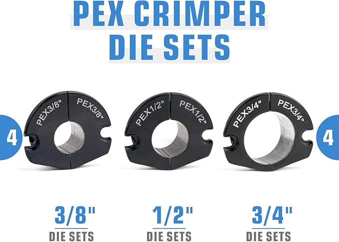 iCrimp KIT-FACL PEX Crimping Tool Kit for Crimping & Removal 1/2-in, 3/4-in, 1-in PEX Copper Crimp Ring, with PEX Tubing Cutter, Corner Operation Friendly