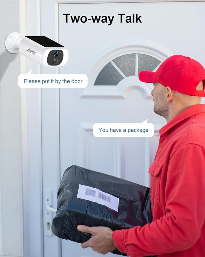 ANRAN 2K Solar Security Camera Wireless Outdoor, Forever Power with Built-in Solar Panel, WiFi Home Security Cameras, 2-Way Audio, PIR Detection, Color Night Vision, Works with Alexa, C3 2-Cam Pack