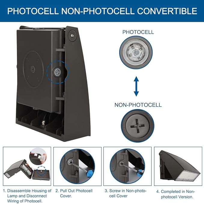 DAKASON (2 Pack) 100W LED Wall Pack, Dusk-to-Dawn Photocell, Adjustable Head, Full Cut-Off Security Light, 5000K 12000lm Replaces 300-450W HPS/HID IP65 Waterproof Outdoor Lighting Fixture, ETL Listed