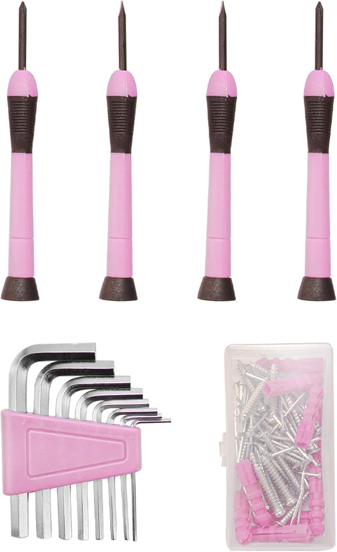 CARTMAN 126-Piece Home Tool Set Kit, Basic Household Hand Tools with Storage Case, Pink