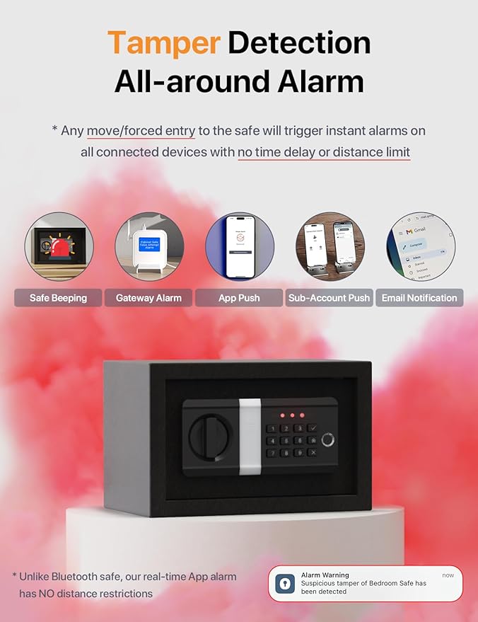 FORFEND Smart Home Safe | WiFi Safe Box App Lock/Alarm | Voice Command, Kidnap Alarm, Tamper Detect, Frozen Mode, Sub Account| Digital Safe Anti Theft