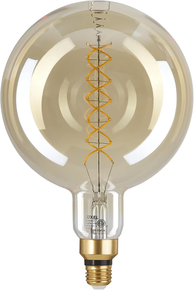 Oversized Edison LED Light Huge Bulb Vintage G63(G200) 7W Equivalent 40W - Dimmable 2200K Warm Amber Glow - 400 Lumens E26 Base - Large Filament Decorative Bulbs - 360° Beam (Golden Glass)