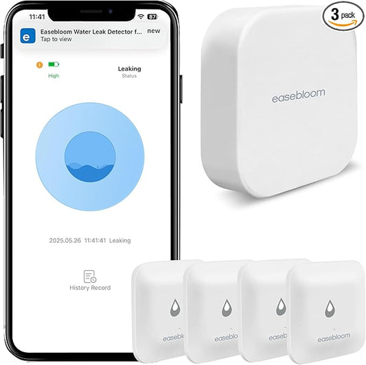 Water Leak Detector for Home - Hub & Mini Water Leak Sensor 4-Pack,App Notifications,Sensors for Kitchen/Bathroom,Smart Water Leak Sensor