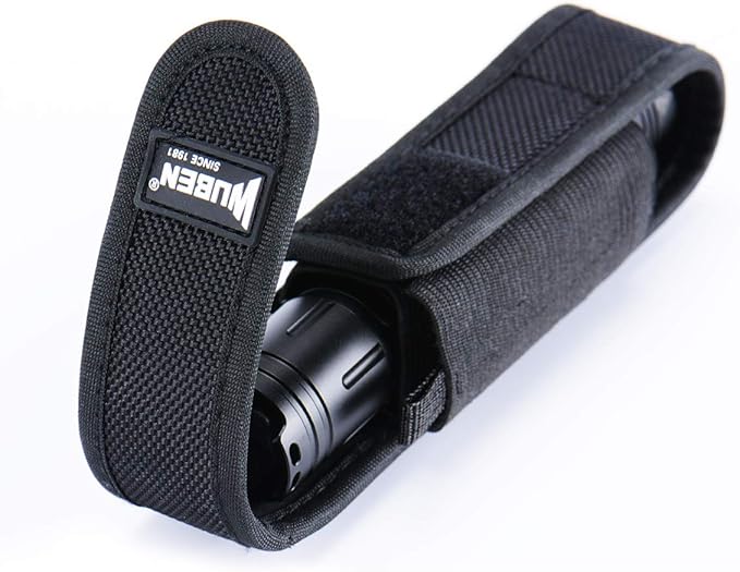 WUBEN Flashlight Holster LED Tactical Flash Light Nylon Pouch Holder Belt Adjustable Heavy Duty Flashlight Carry Case 5.5"x1.2" (Flashlight not Included)