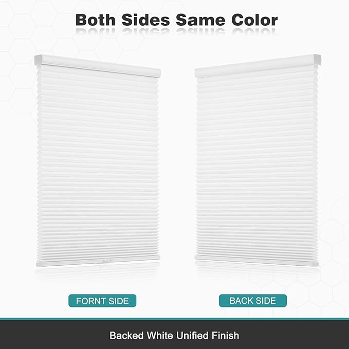 Changshade Cordless Cellular Shades, Light Filtering Honeycomb Shades for Windows, Pull Down Pleated Blinds, Easy to Install for Indoor Windows and French Doors,54" W x 72" H, White