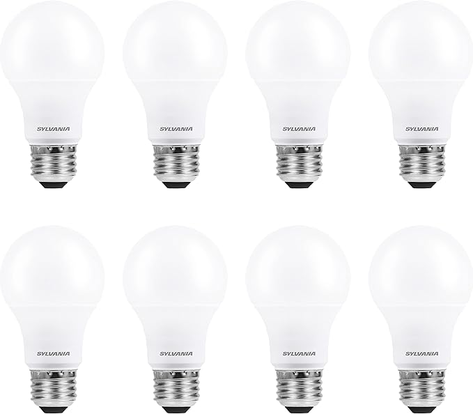 SYLVANIA ECO LED A19 Light Bulb, 60W Equivalent, Efficient 9W, 7 Year, 750 Lumens, Non-Dimmable, Frosted, 5000K, Daylight - 8 Count (Pack of 1) (40883)