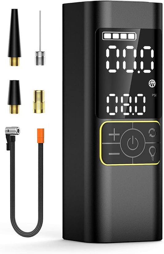 Tire Inflator Portable Air Compressor, Upgraded 2.0 Dual-Cylinder, 150PSI & 1-Min Fast Inflation, Auto Shutoff, LED Dual Displays, Cordless Pump for Cars, Trucks, Motorcycles, Bicycles, and More