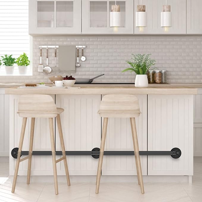 willstar 13FT Industrial Staircase Handrail Non-Slip Pipe Bar Foot Rail Wall Mount Stair Rail Vintage Grab Bar for Steps Black Iron Pipe Handrail for Outdoor Indoor Stairs Loft Porch Hand Rail (13ft)