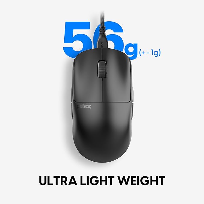 Pulsar Gaming Gears X2A Wired Gaming Mouse, Ultra Lightweight, Optical Switch, 26000 DPI, Motion Sync, PAW3395 Sensor (Medium, Wired, Black)