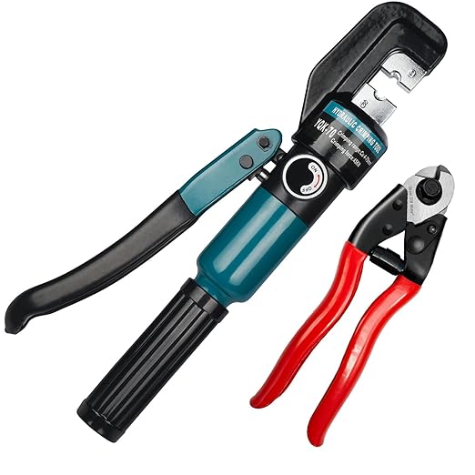 DN Mate Hydraulic Crimping Tool/Hydraulic Crimper for Stainless Steel Cable Railing Hardware, Battery Cable Crimping Tool for Size 1/8", 5/32" to 3/16" DC02
