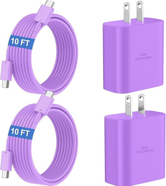45W Super Fast Charger USB C Android Phone Charger Type C Charger Fast Charging Block with 10FT C Charger Cord for Samsung Galaxy S25/S25 Ultra/S25+/S24 Ultra/S24/S24+/S23/S22/S21/S20/Note20/Note 10