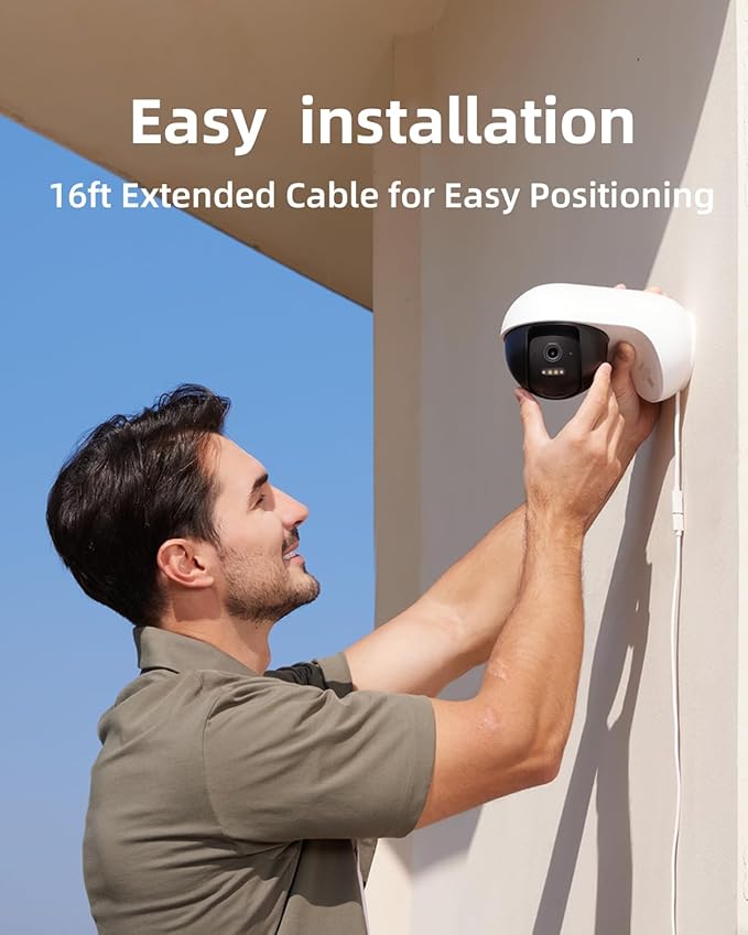 Noorio 3K Wired Security Camera Outdoor, 5GHz 5MP 24/7 Recording Camera for Home Security, w/Sound Light Alerts, 360° View with AI Tracking, 256G Storage, No Subscription Fee, IP66 Color Night Vision